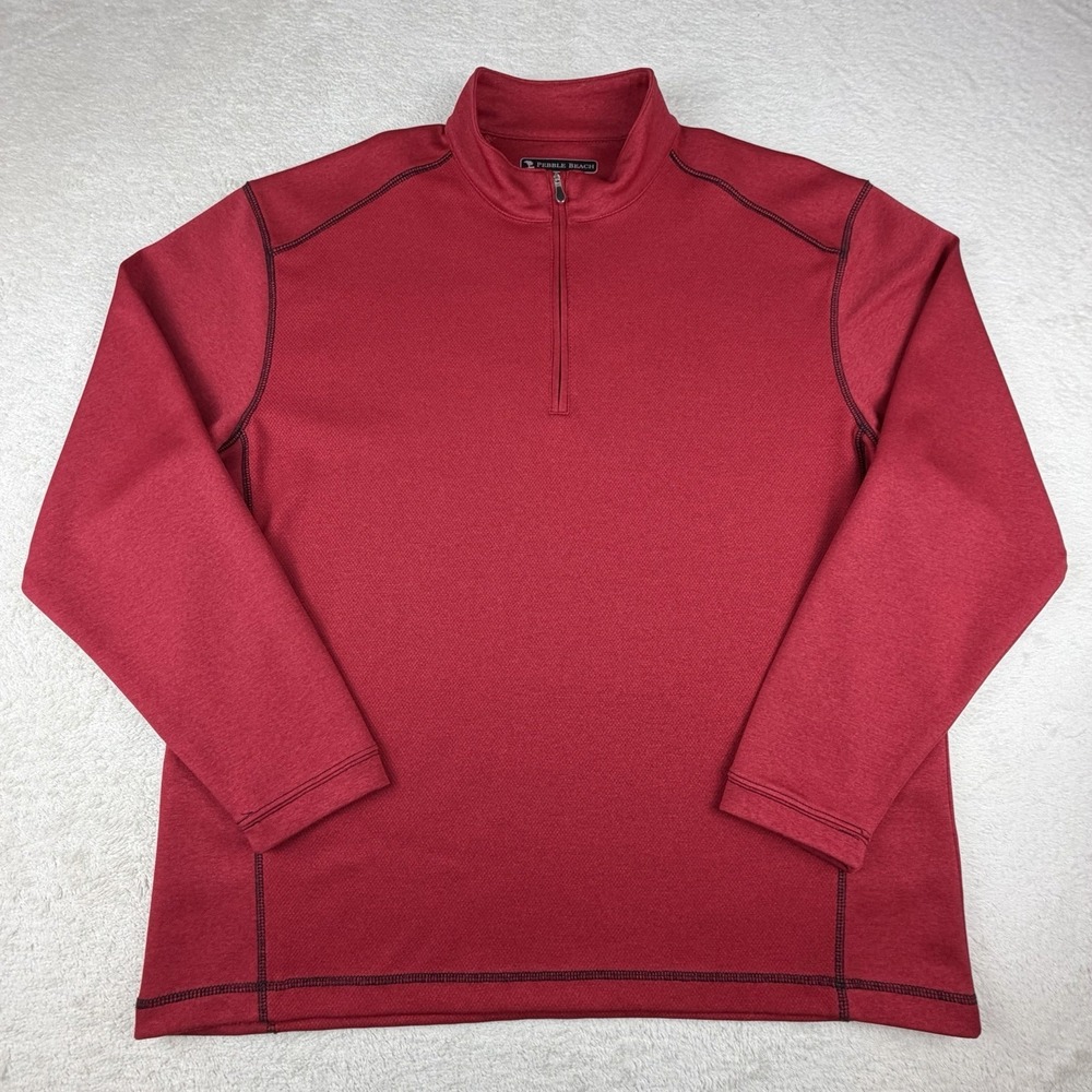 Pebble Beach Golf Red Men's Large 1/4 Zip Performance Pullover Long Sleeve